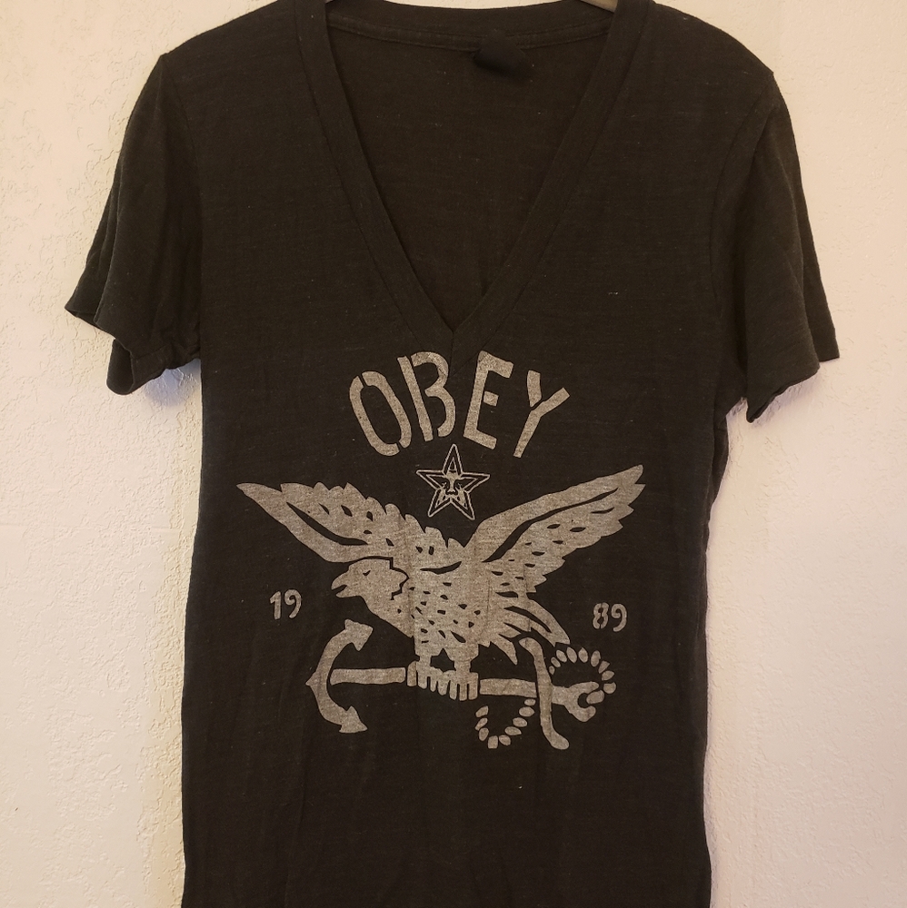 Obey V neck top
